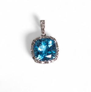 Cushion Blue Topaz Pendant