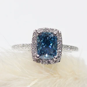 1.03ct Fancy Vivid Blue Lab Cushion