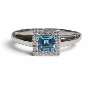 Blue Topaz Halo Ring