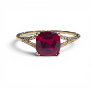 Lab Ruby Split Shank Ring