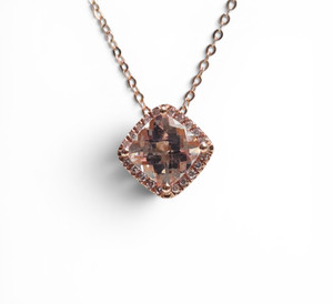 Morganite Halo Pendant