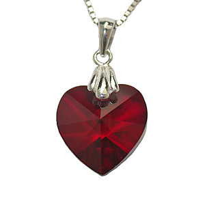 Crystal Garnet Heart Pendant