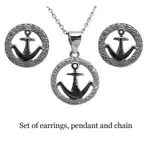 Sailor's Set of Earrings, Pendant and Chain