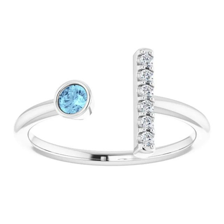 Bar Ring with Aquamarine