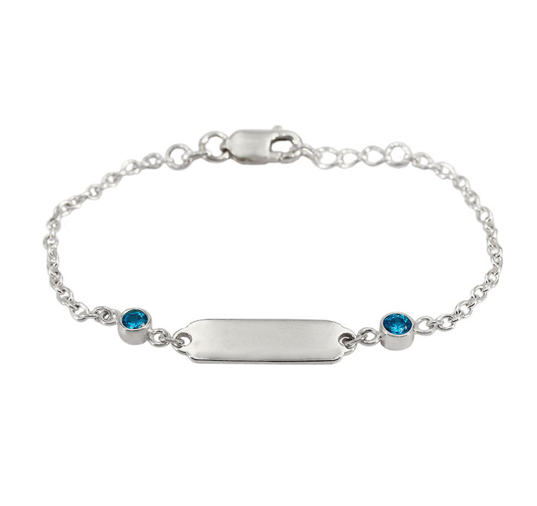 Id bracelet with Blue CZs