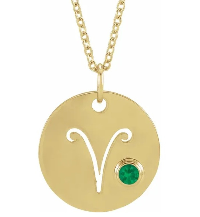 Aries Zodiac Pendant with Emerald