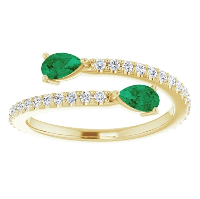 Emerald By-Pass Ring