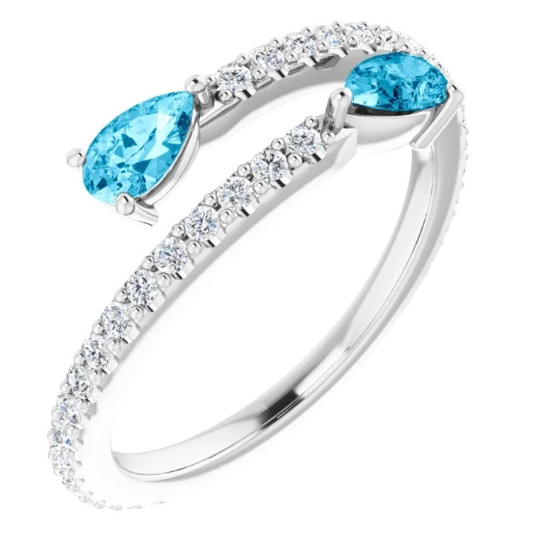 Aquamarine By-Pass Ring