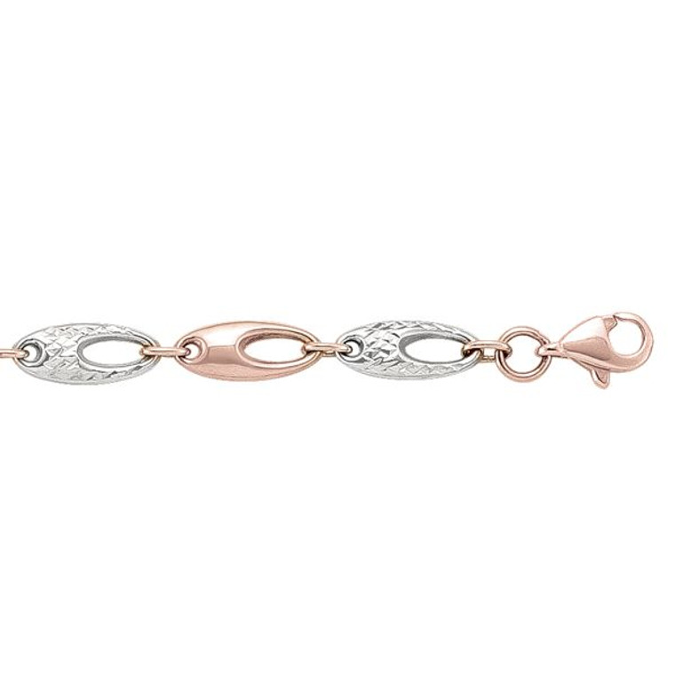 Rose and White Gold Diamond Cut Link