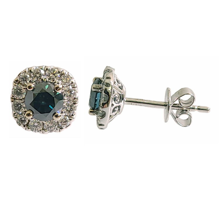 Blue Diamond Halo Studs