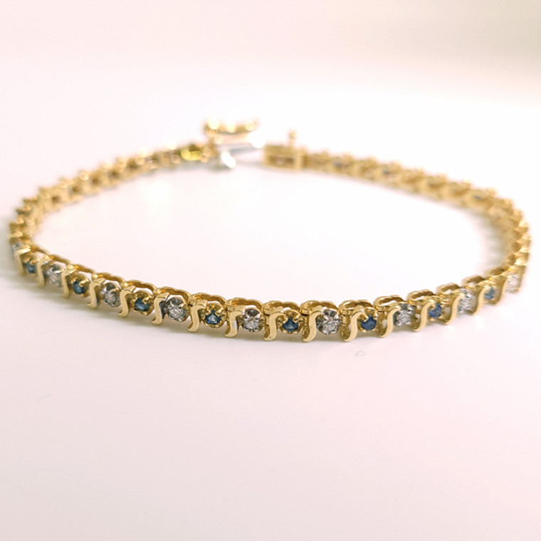 0.80ct Diamond and Sapphire Tennis Bracelet