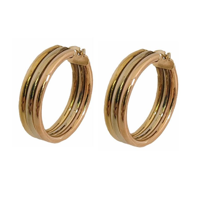 3-colour 14k gold Hoops