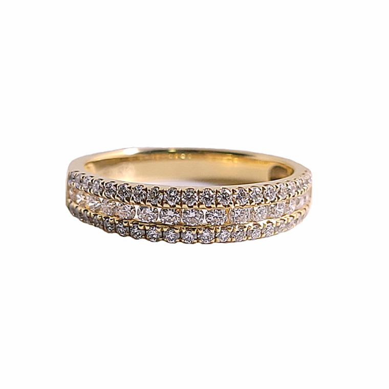 3-row Diamond Band in Yellow Gold