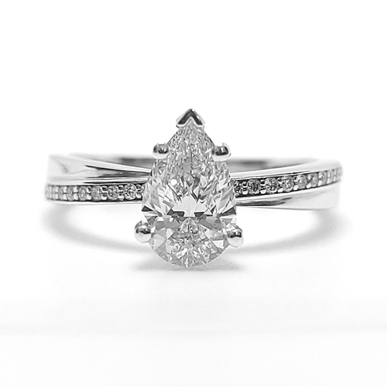 1.10ct Lab Pear Shaped Diamond Ring