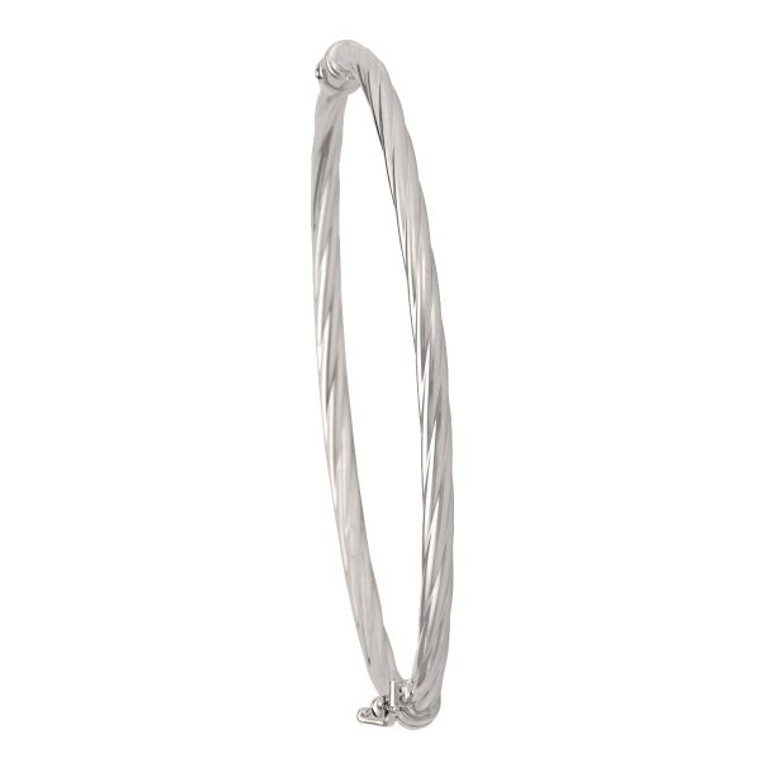 3mm Twisted Tube Bangle in White