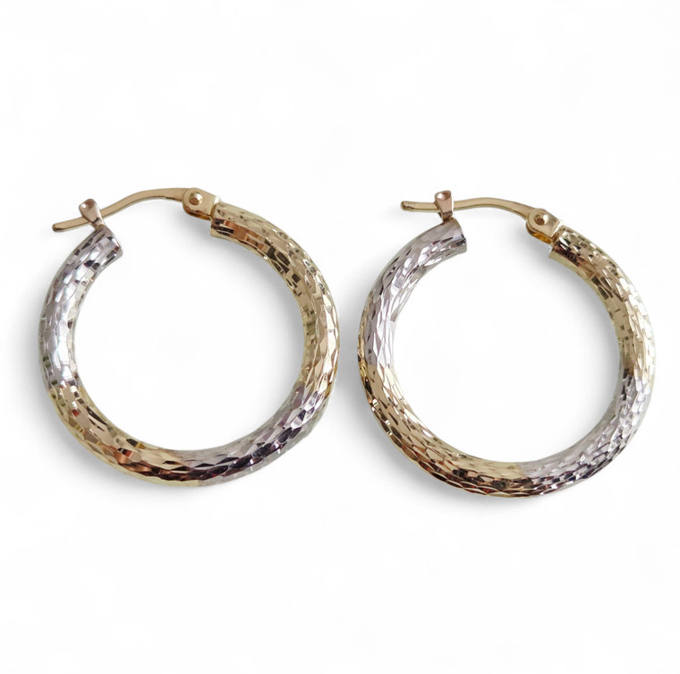 25mm Diamond Cut Hoops in YW