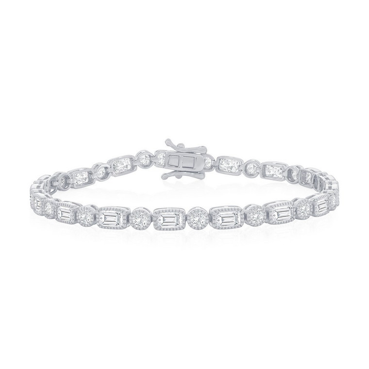 Round and Emerald Cut CZ Bracelet