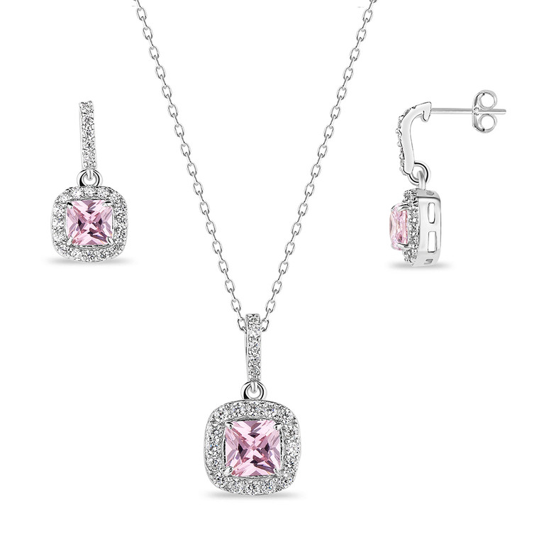 Pink CZ Halo Set