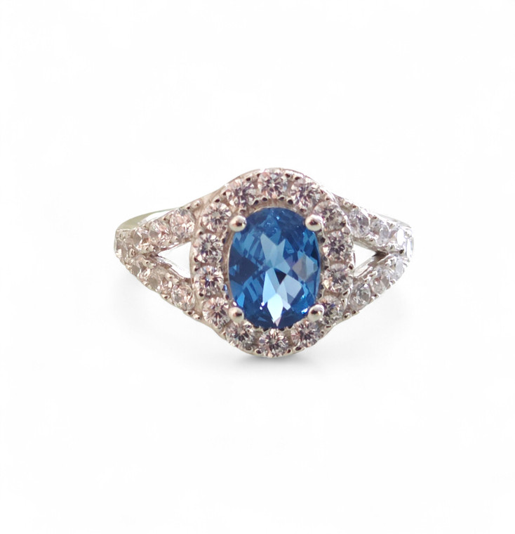 Blue Topaz CZ Ring
