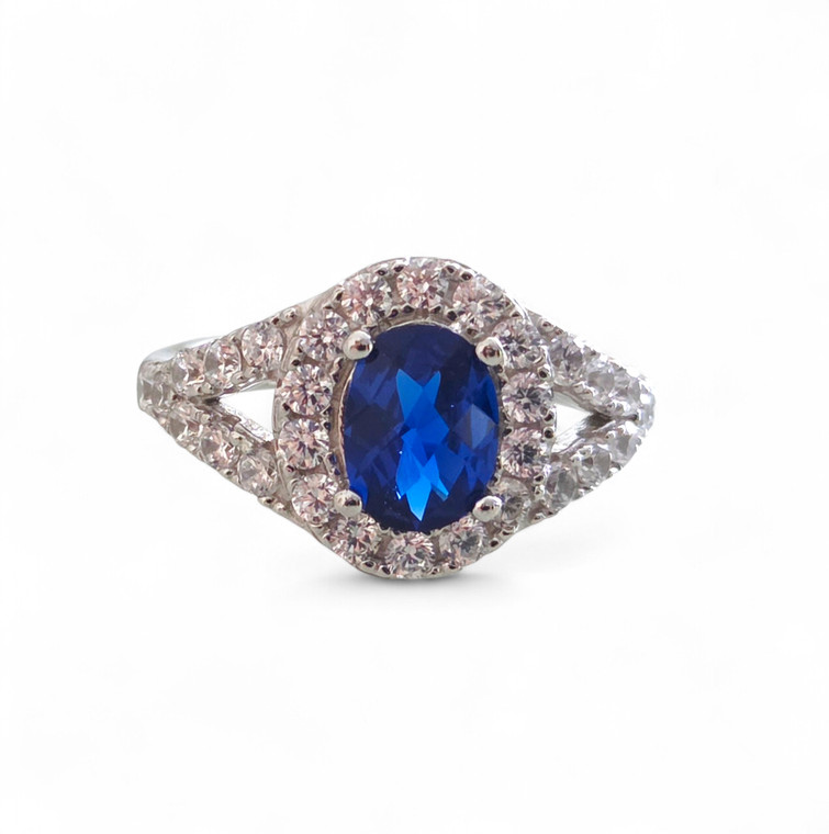 Blue Sapphire CZ Ring