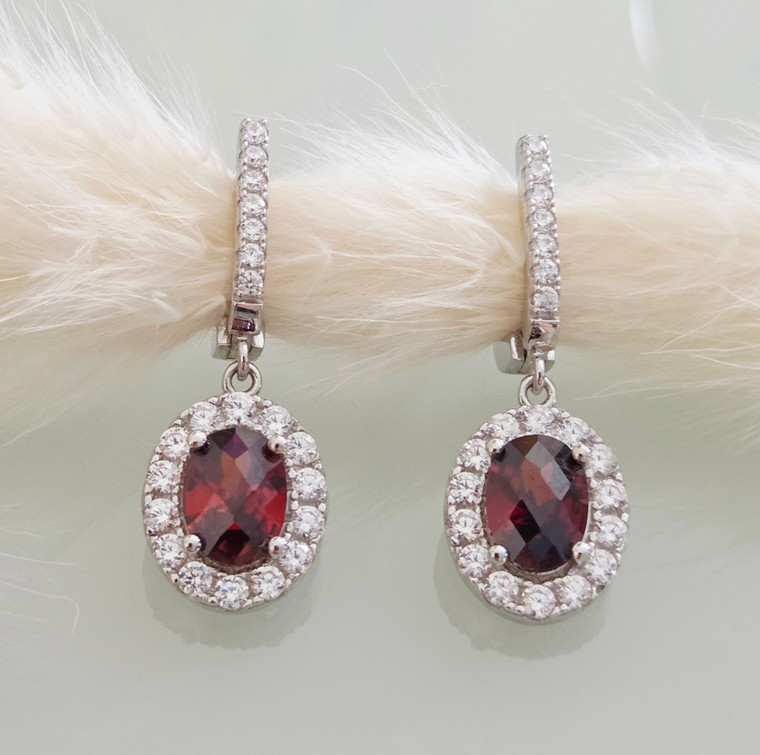 Garnet CZ Earrings