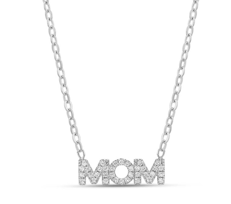 MOM Necklace with Pave CZs