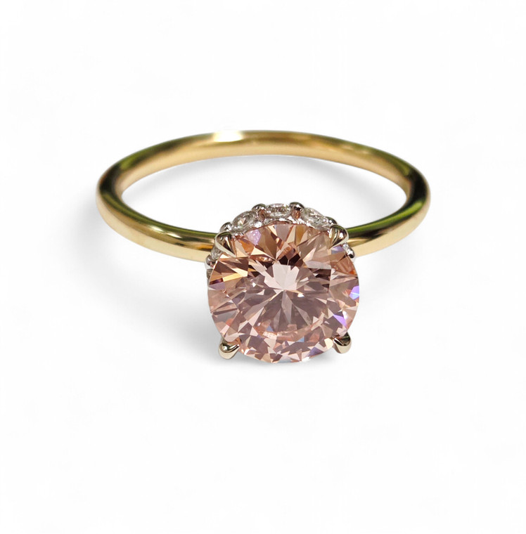 1.83ct Pink Lab RBC Hidden Halo