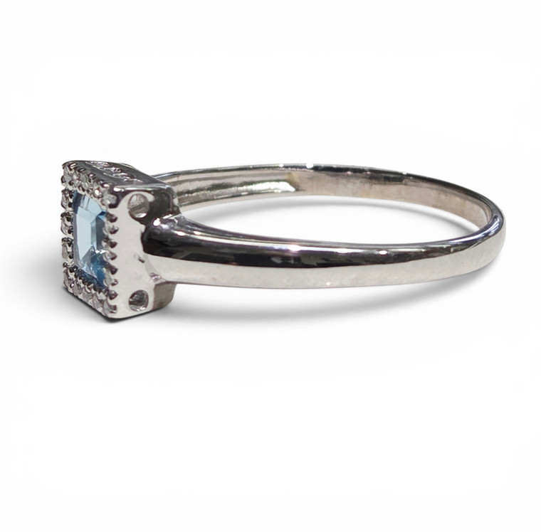 Blue Topaz Halo Ring