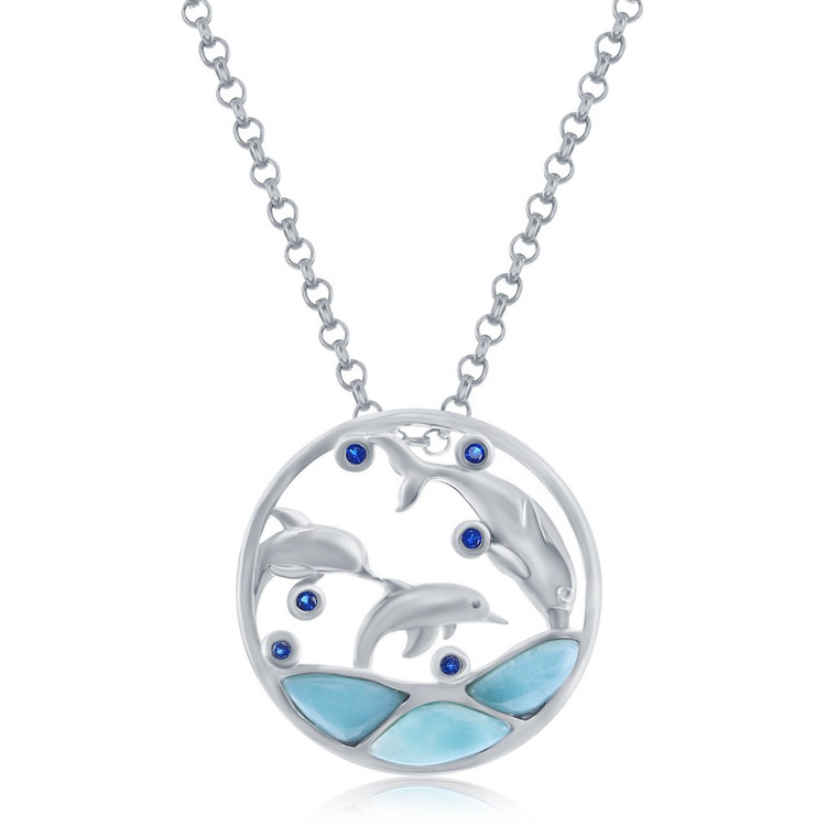Dolphin Pendant with Larimar