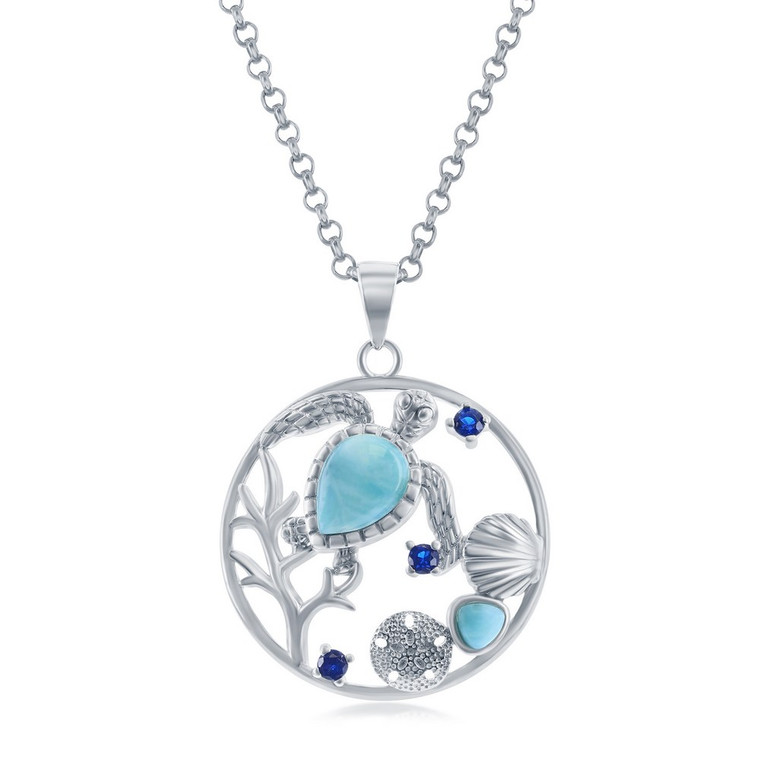 Turtle Pendant with Larimar