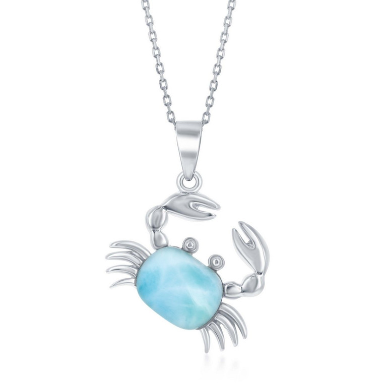 Crab Pendant with Larimar