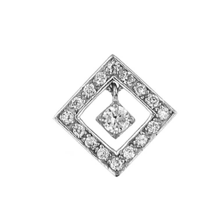 Diamond Shape Pendant with Dangle CZ