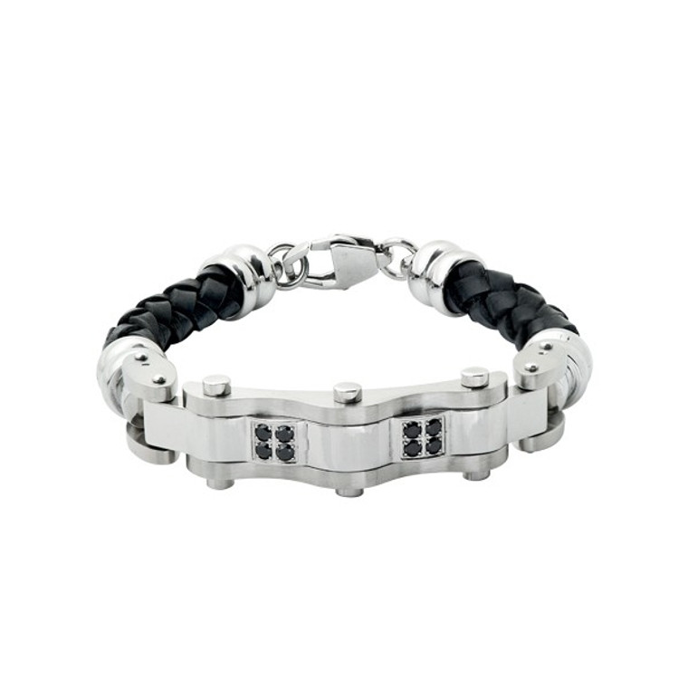 Steel and Leather Bracelet