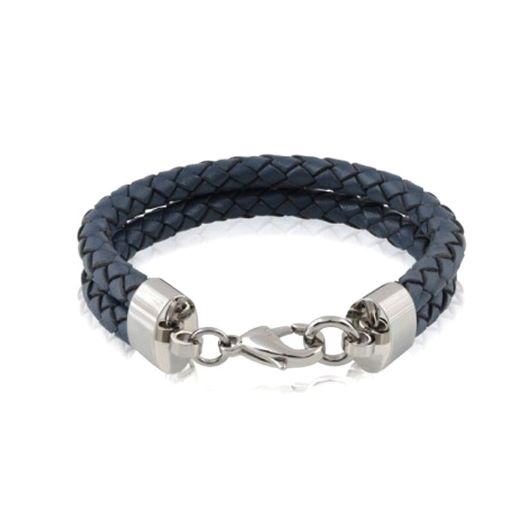 Double Strand Leather Bracelet in Gray
