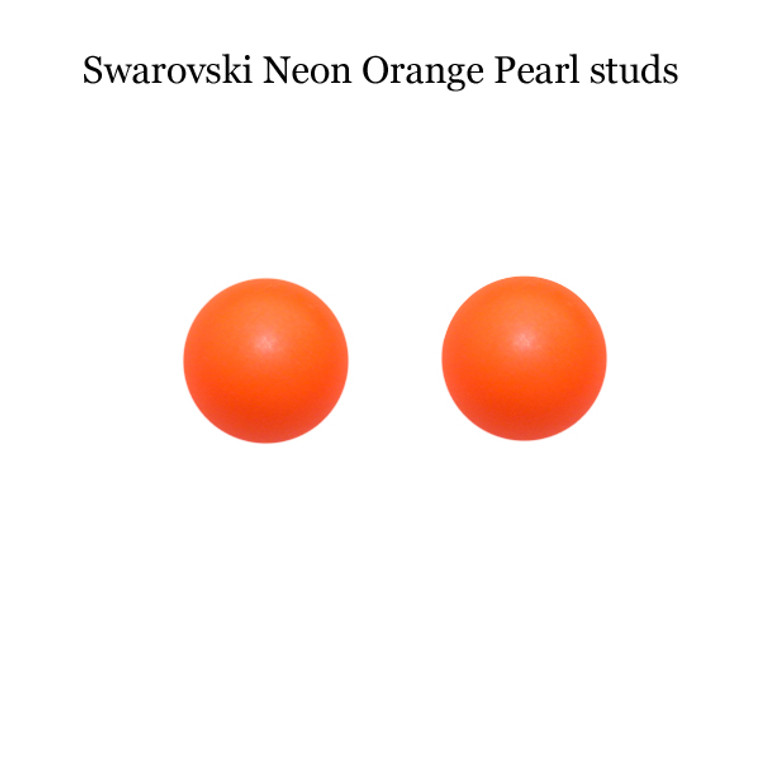 Neon Orange Swarovski Pearl Studs