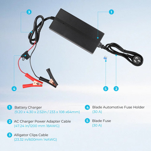 24V 10A AC-to-DC LFP Portable Battery Charger