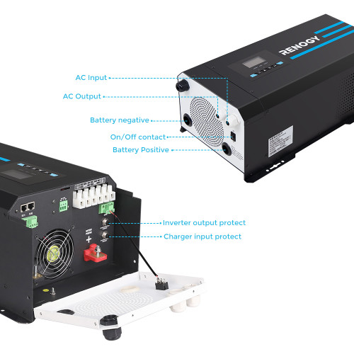 2000W 12V Pure Sine Wave Inverter Charger w/ LCD
