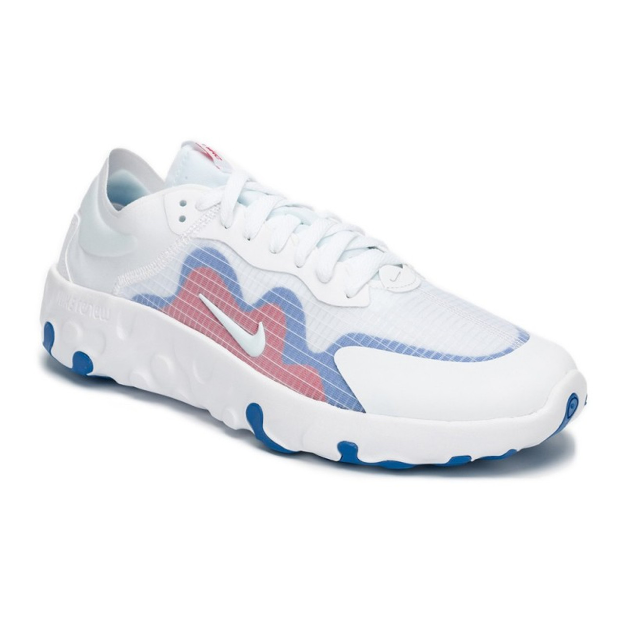 nike renew lucent trainers in white university red & blue