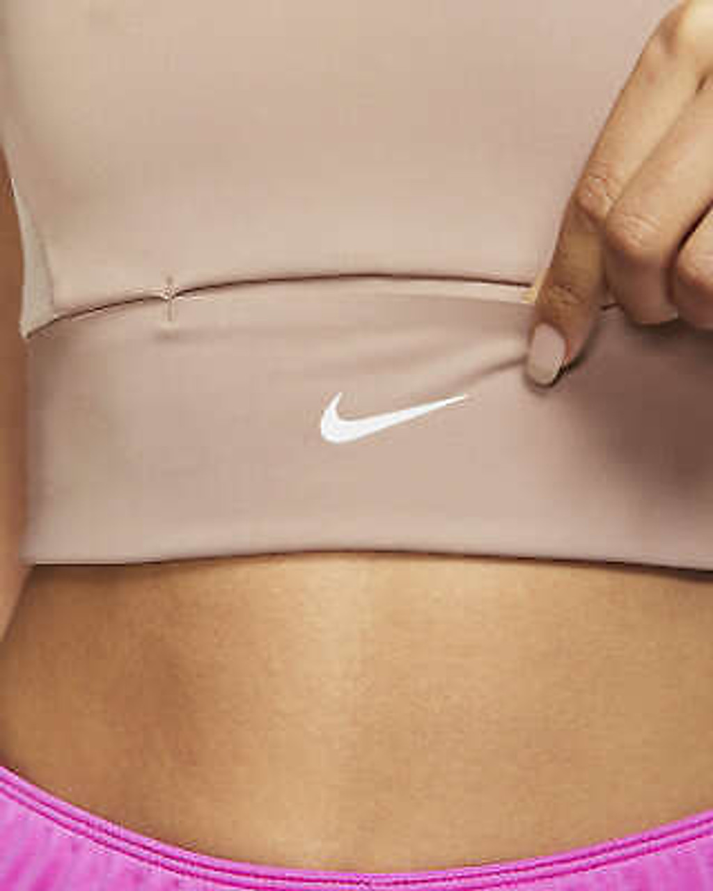 Nike Swoosh Pocket Padded Sports Bra Brown/Pink ( Small )
