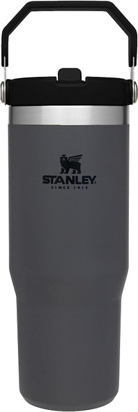 (Charcoal) Stanley IceFlow Stainless Steel Tumbler Vacuum Insulated Water Bottle Reusable Cup with Straw Leakproof Flip