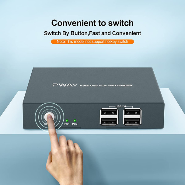KVM Switch HDMI 2 in 1 Out Box, 4K@30Hz with USB 2.0 Hubs, HDMI Cables and USB-B Cables Attached, Downward Compatible Lower Resolution