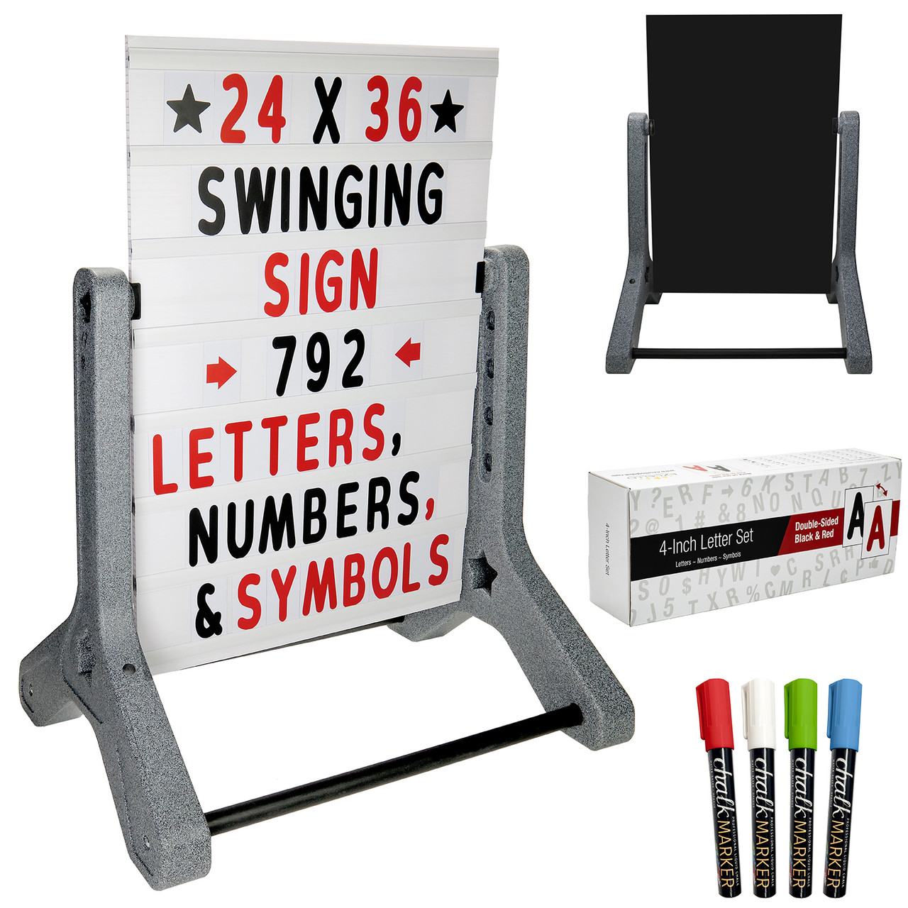 Excello Global Products Large Wooden A-Frame Sign 36x20 Felt Letter Board with Changeable Letters & Felt