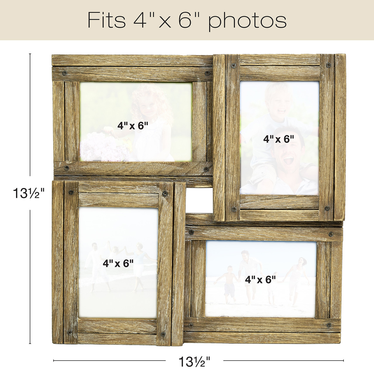 Barnyard Designs 4x6 Collage Picture Frames, 5 Photo Openings for Multiple  Pictures, Distressed Rustic Wood Farmhouse Frame for Wall, White,  15.75x13.75