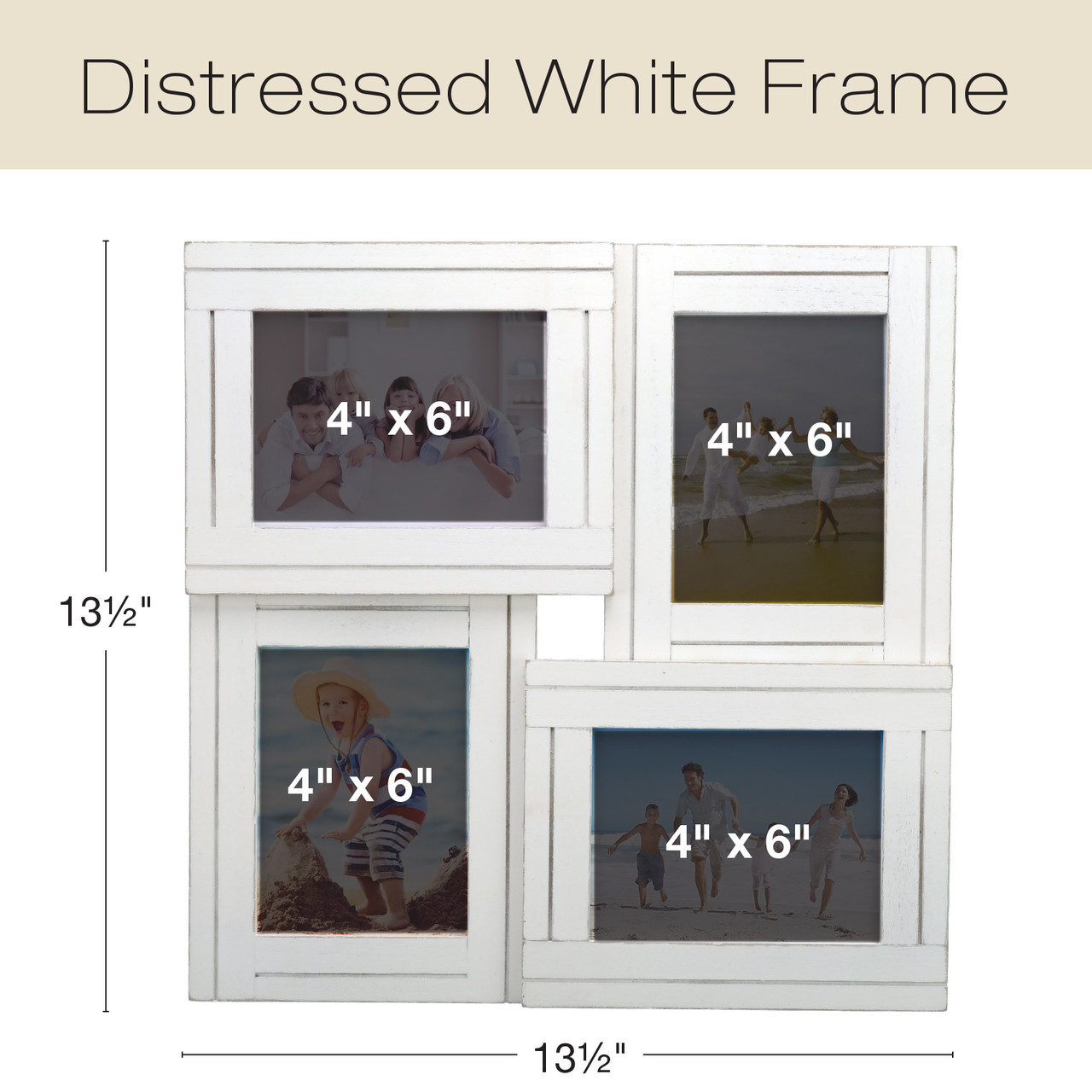 Molded Rectangular Textured Frame - White Distressed 4 x 6 Picture  FramePlatt Designs