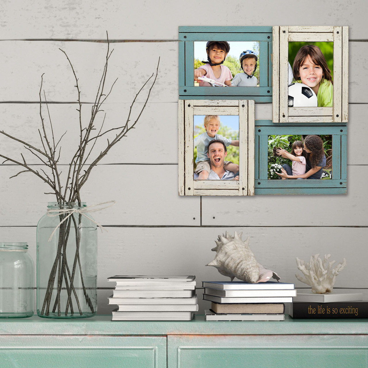 Rustic Weathered 4x6 Collage Frames / Wall Photo Frames 12 Opening