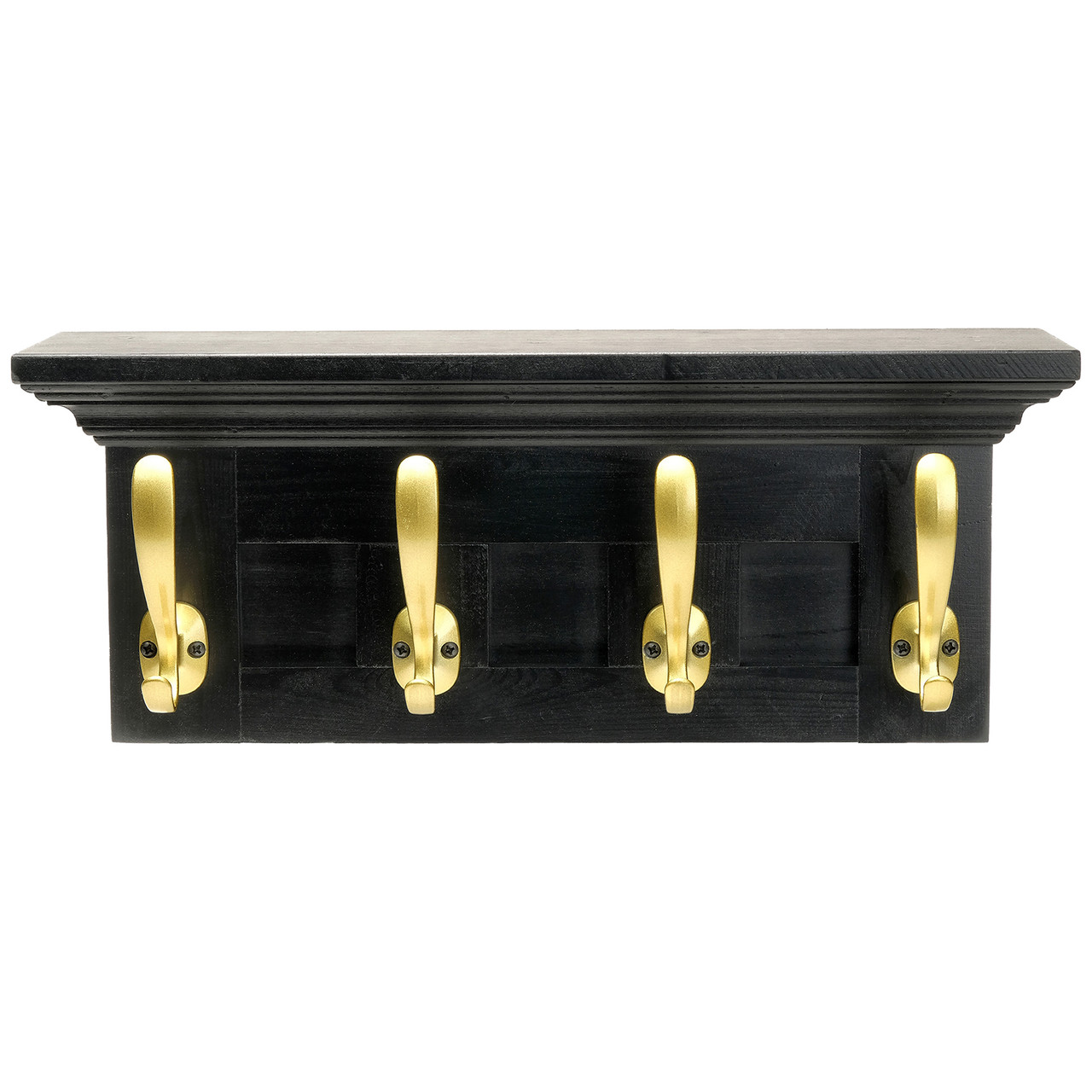 Black Coat Rack with Gold Hooks