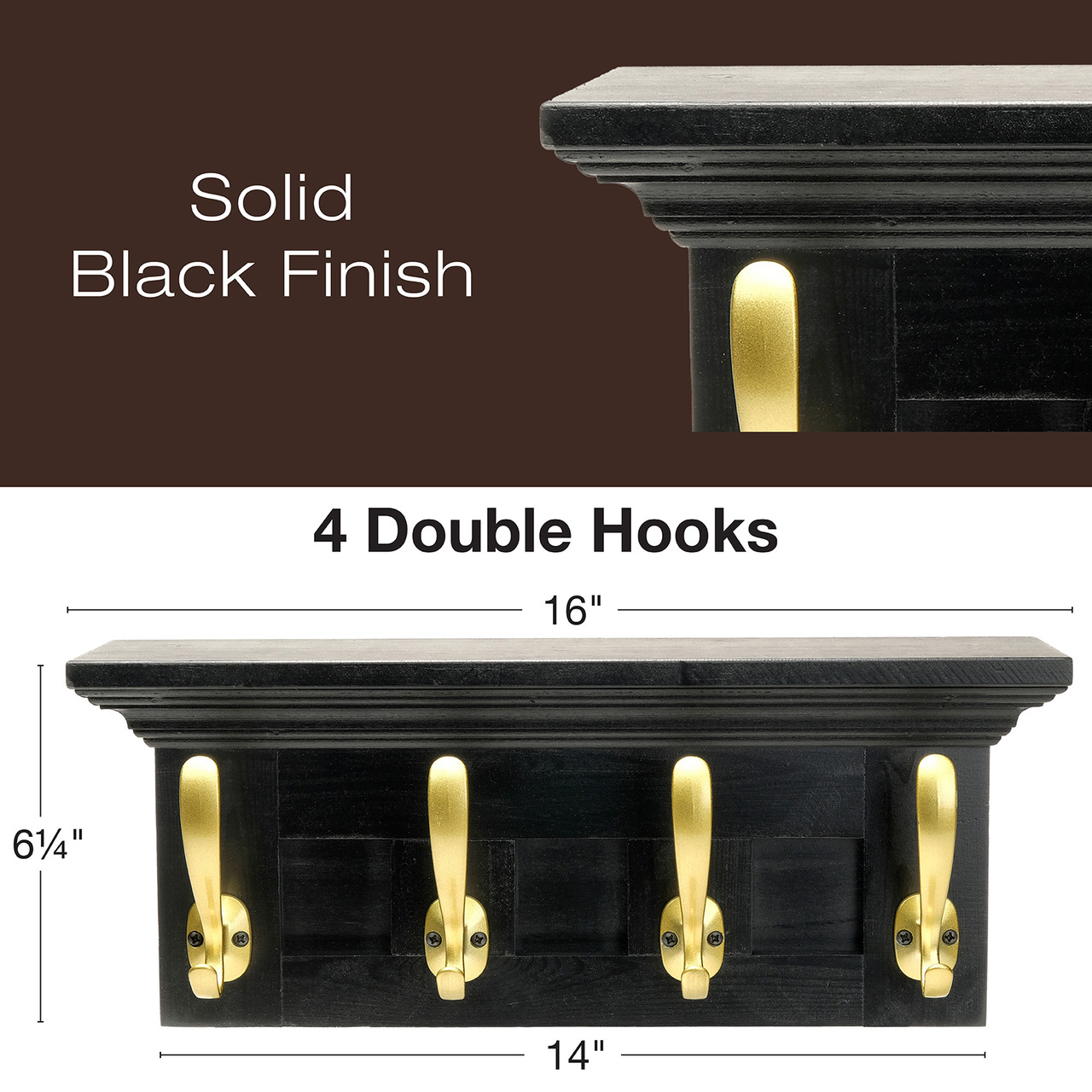 Black Coat Rack with Gold Hooks - Excello Global Brands