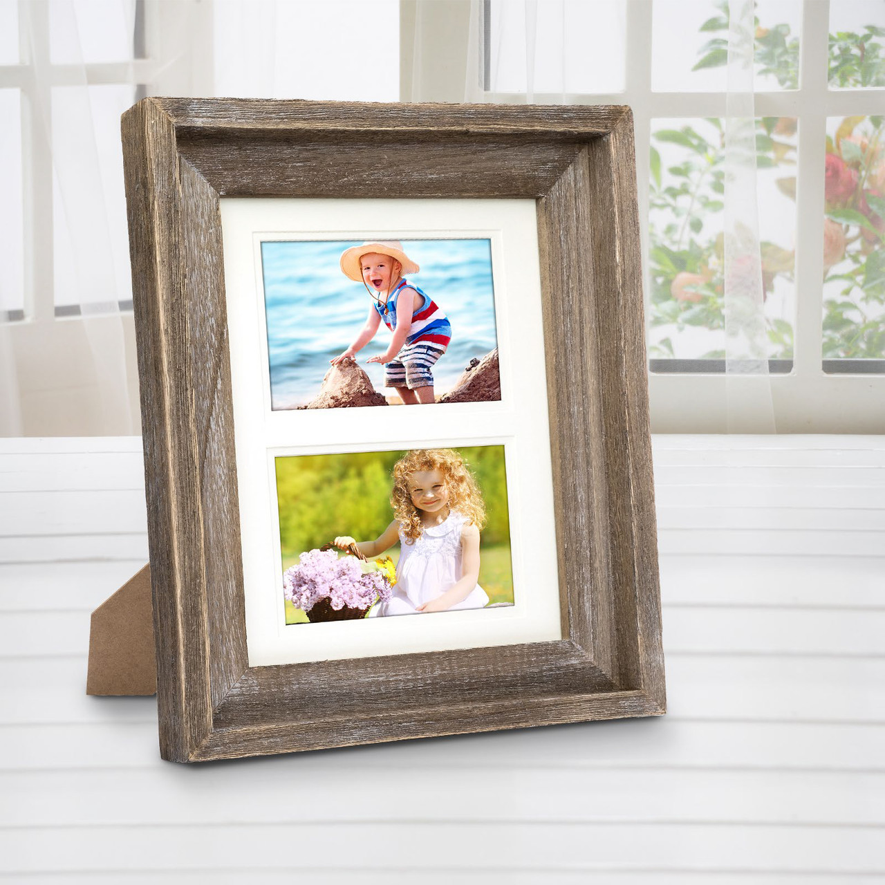Rustic Barnwood 8x10 Picture Frame Set: 8x10 or 5x7 or 4x6 with included  Matte - Excello Global Brands