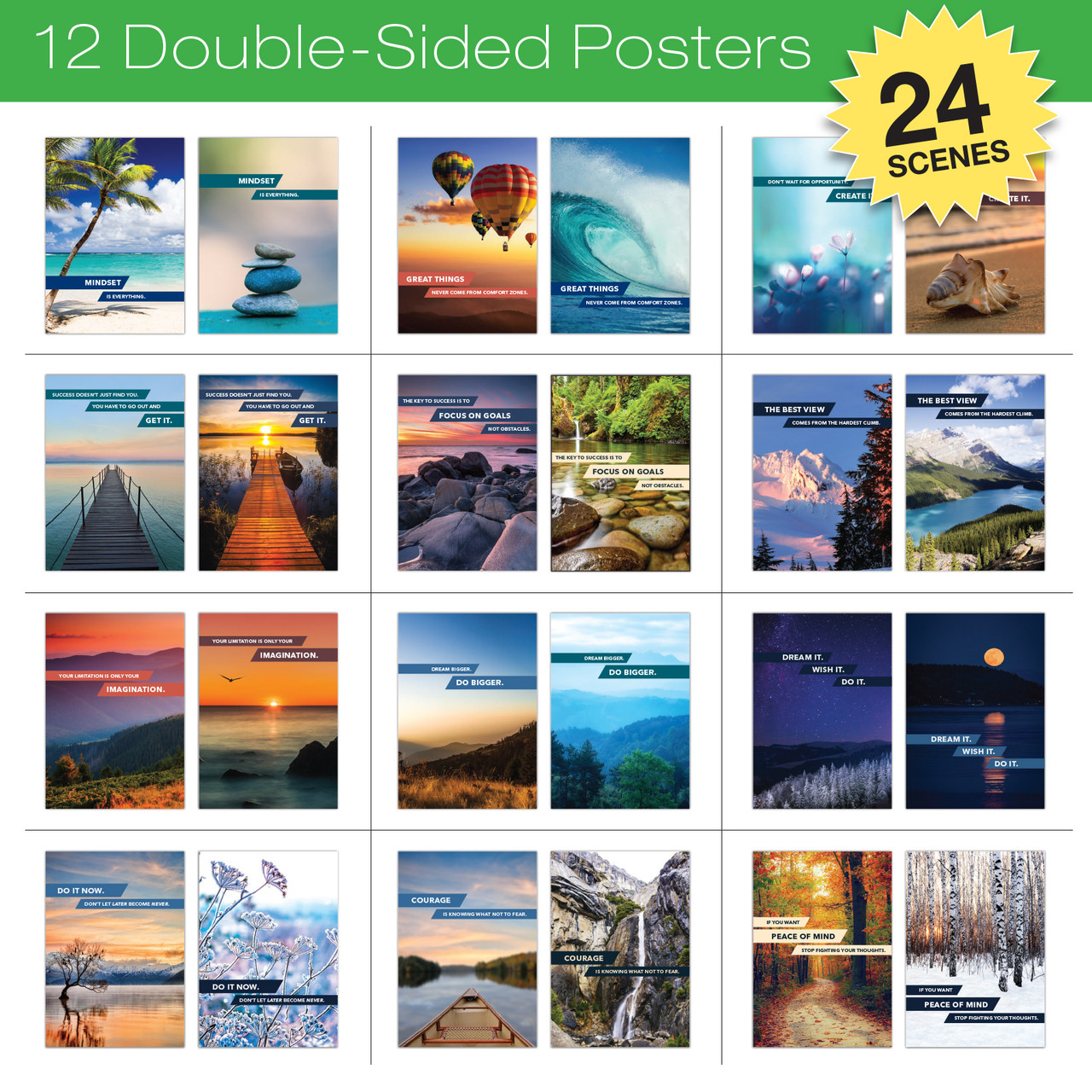 12 Large Inspirational Posters (Double Sided) - Excello Global Brands