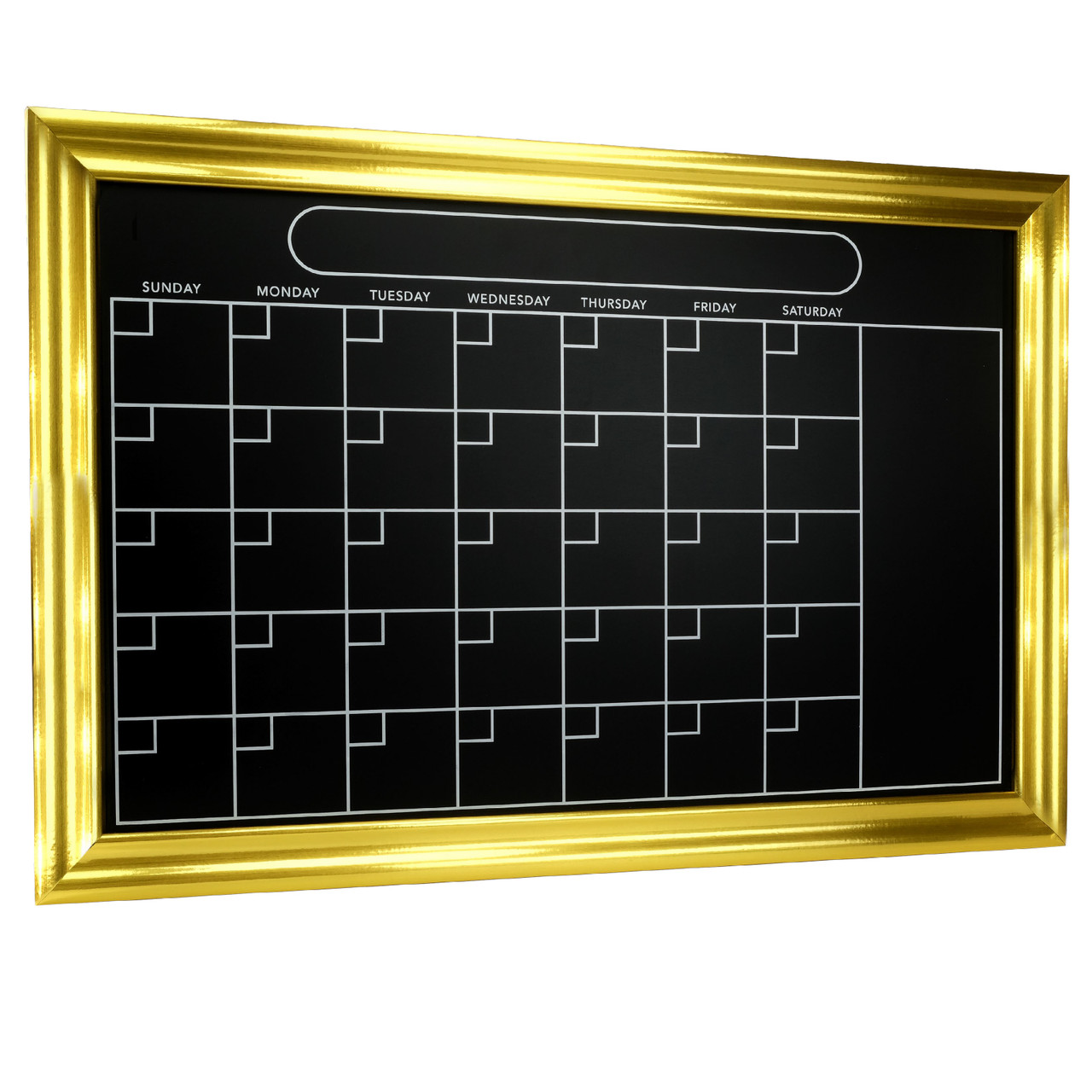 Excello Global Products Gold Magnetic Wall Chalkboard Calendar: Includes Chalk and Magnetic Eraser 20 inchx30 inch Hanging Chalk Sign for Kitchen Wall